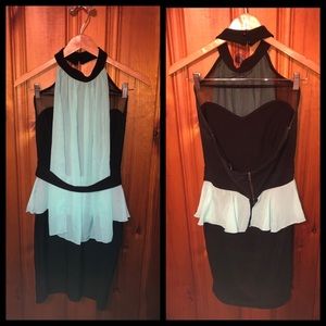 Mint green and black dress